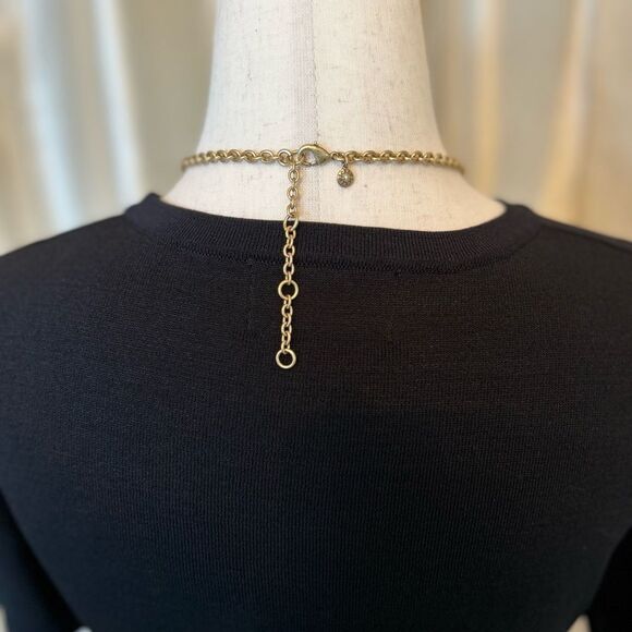 J.Crew Necklace Gold Tone Tortoise Rhinestone Statement Orange Opaque Brown EUC - Picture 6 of 6